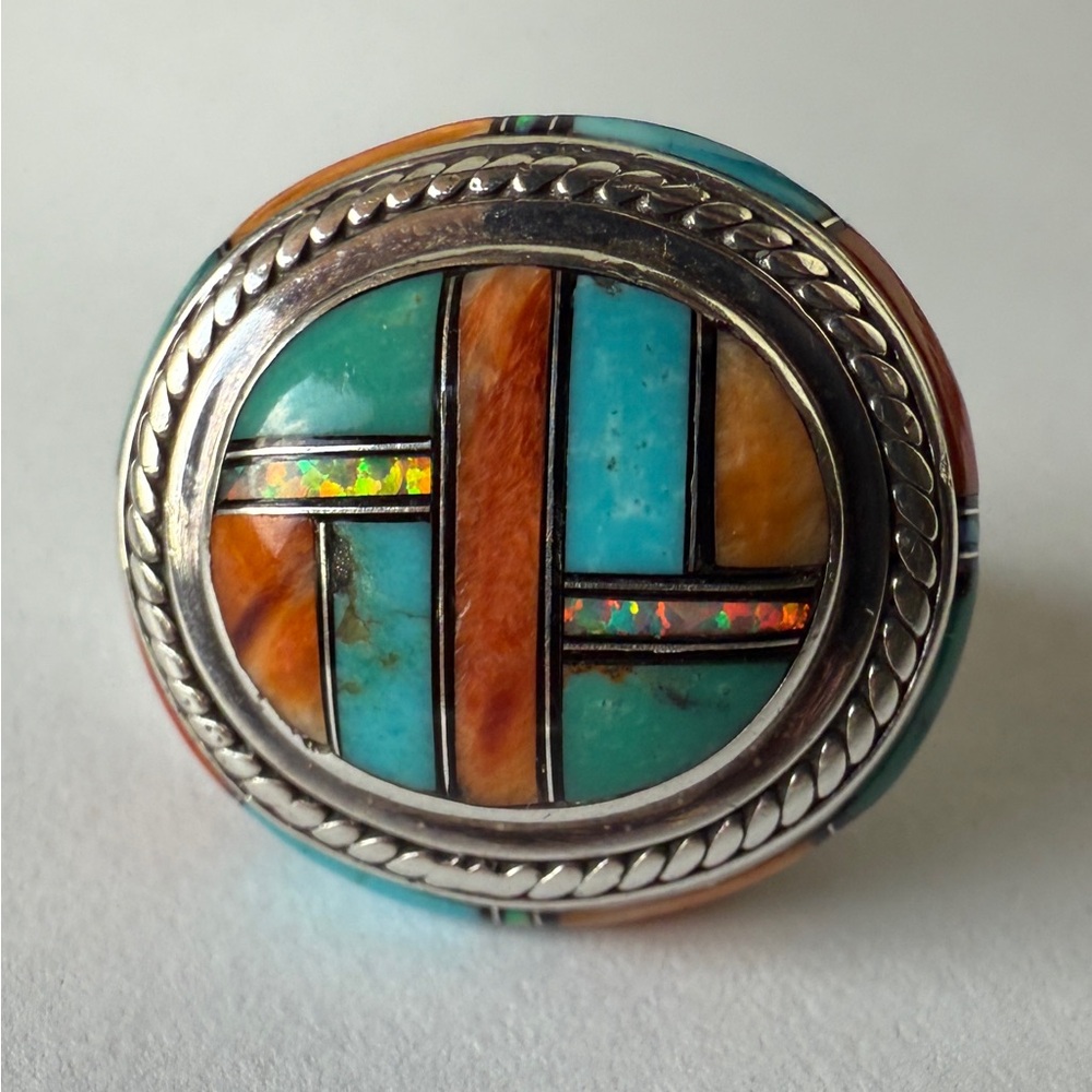 Genuine Turquoise & Sterling Sliver Native American Handmade Ring - Picture 4 of 9